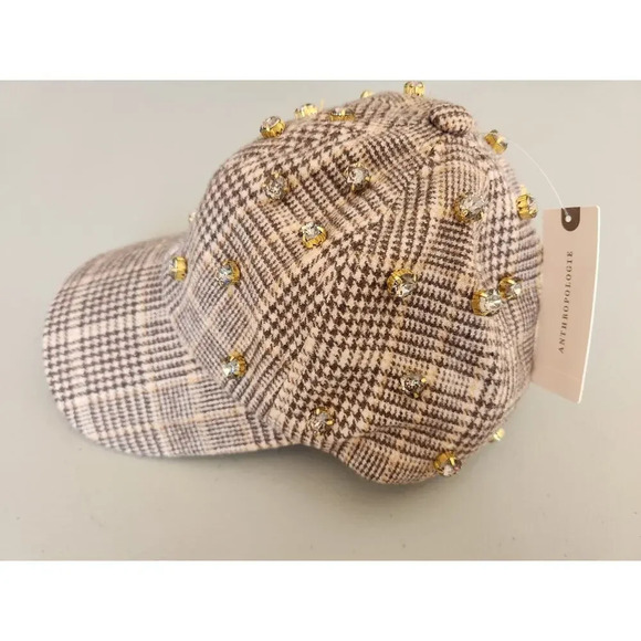NWT Lele Sadoughi Embellished Baseball Cap One Size Adjustable Plaid - Picture 4 of 10